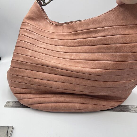 Chillx by Lemiel Antique Rose Pink Large Hobo Bag Shoulder Purse Vegan Leather - Picture 6 of 9